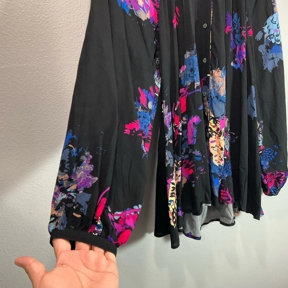 Free People Meadow Lark flowy floral high low hem Tunic size XS T71